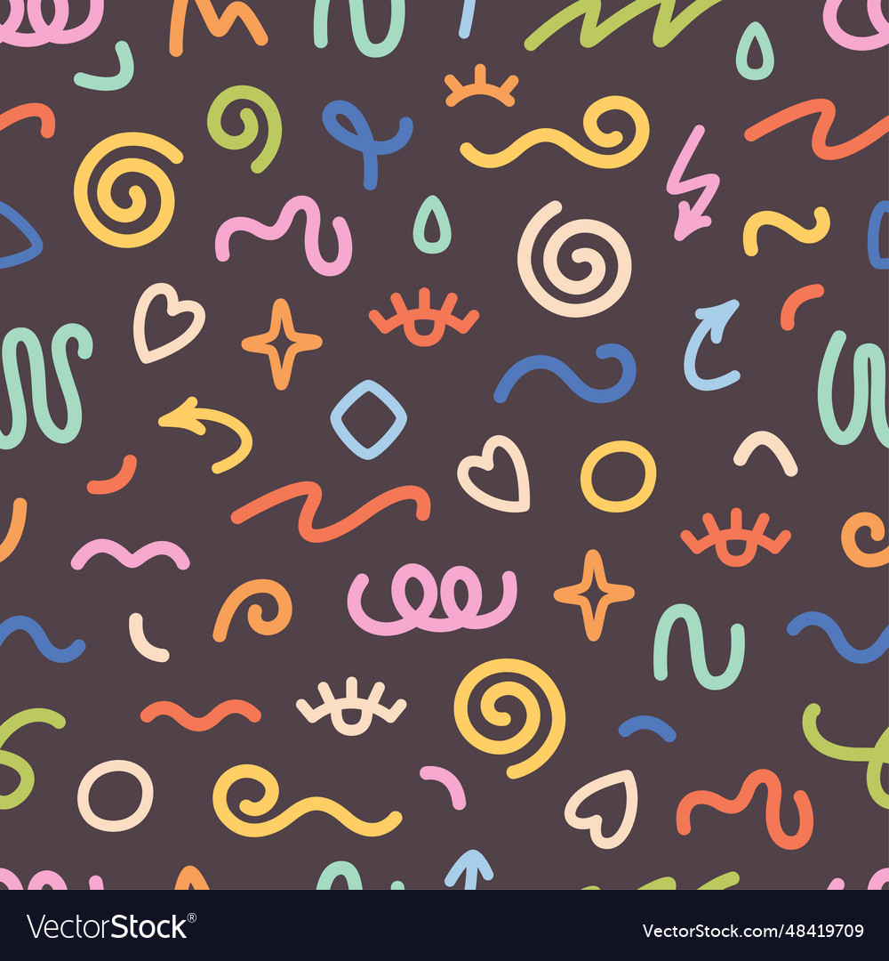 Seamless pattern with various hand drawn abstract vector image Seamless pattern with various hand drawn abstract