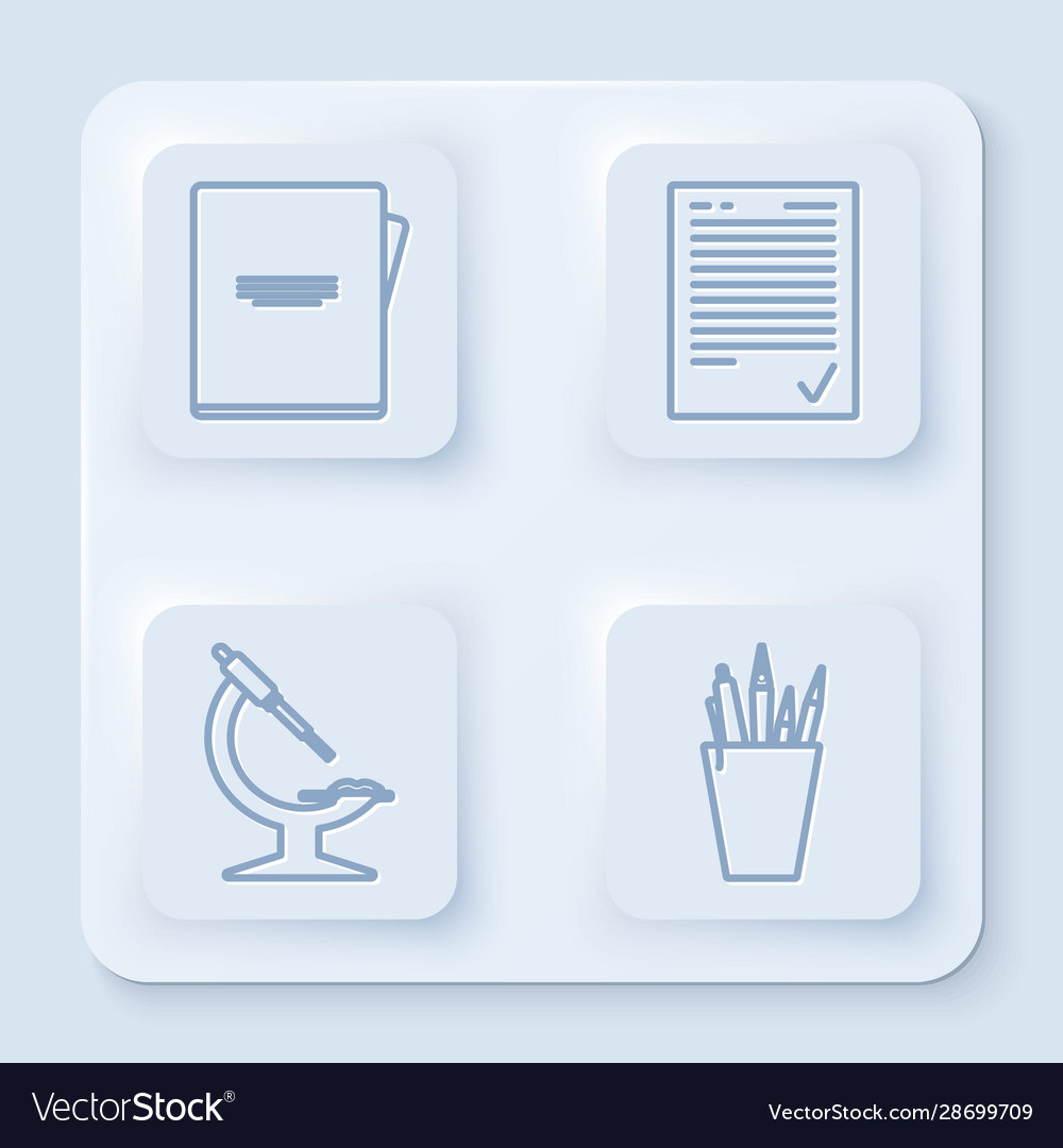 Set line notebook exam sheet with check mark Vector Image Set line notebook exam sheet with check mark