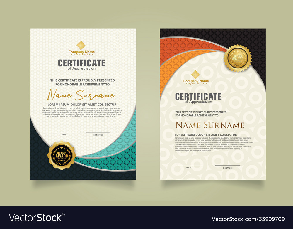 Set modern certificate template with realistic