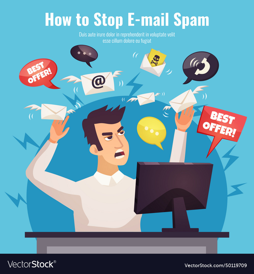 Stop spam ad poster Royalty Free Vector Image - VectorStock