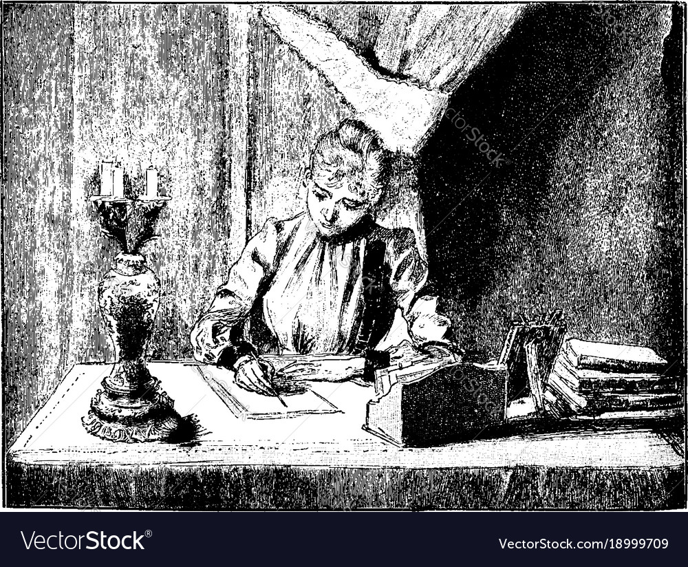 Vintage Woman Writing Letter