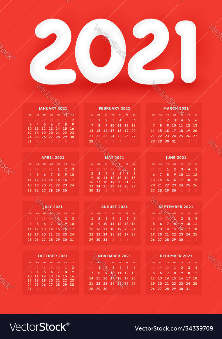 Wandkalender Vorlage für 2021 klassischen Stil