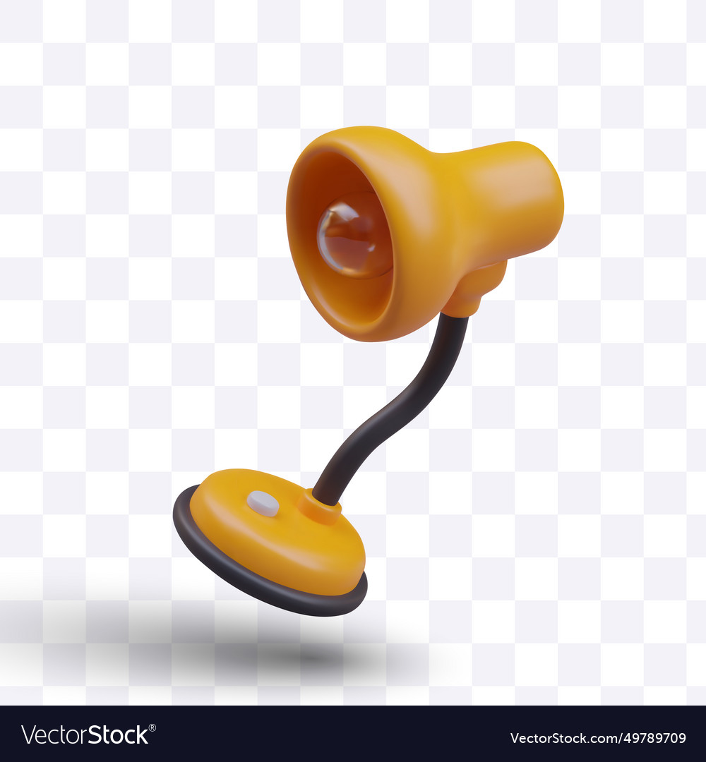 Yellow table lamp side view isolated 3d image vector image Yellow table lamp side view isolated 3d image