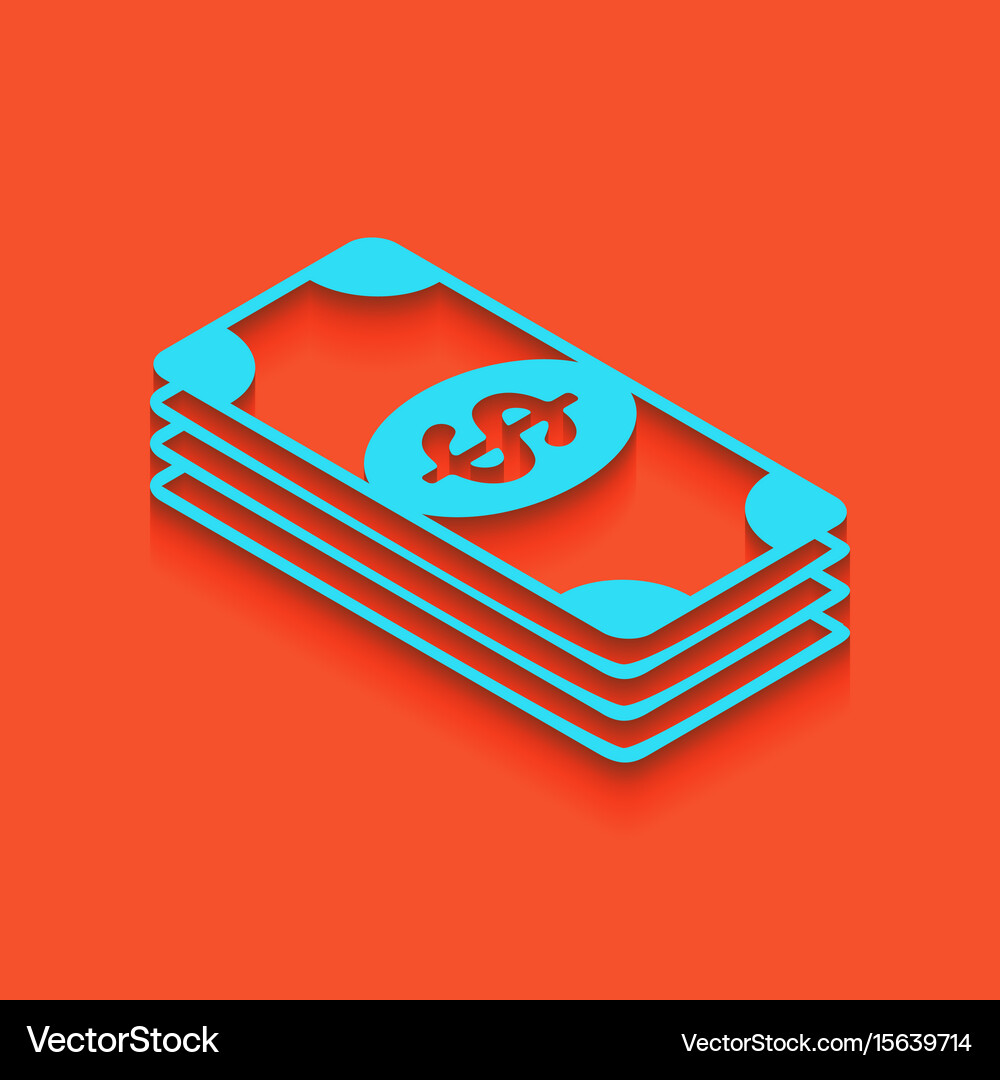 Bank note dollar sign whitish icon Royalty Free Vector Image