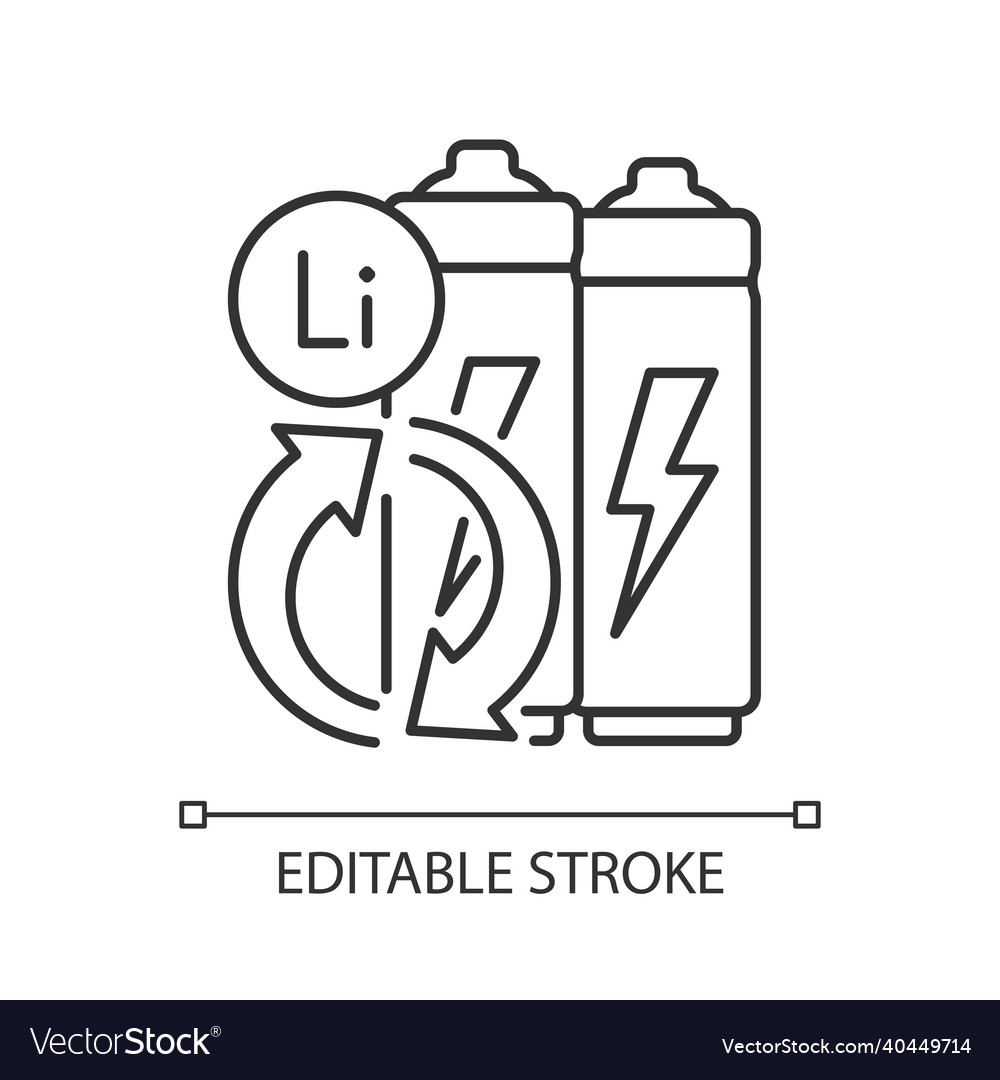 Battery metals recovery linear icon Royalty Free Vector