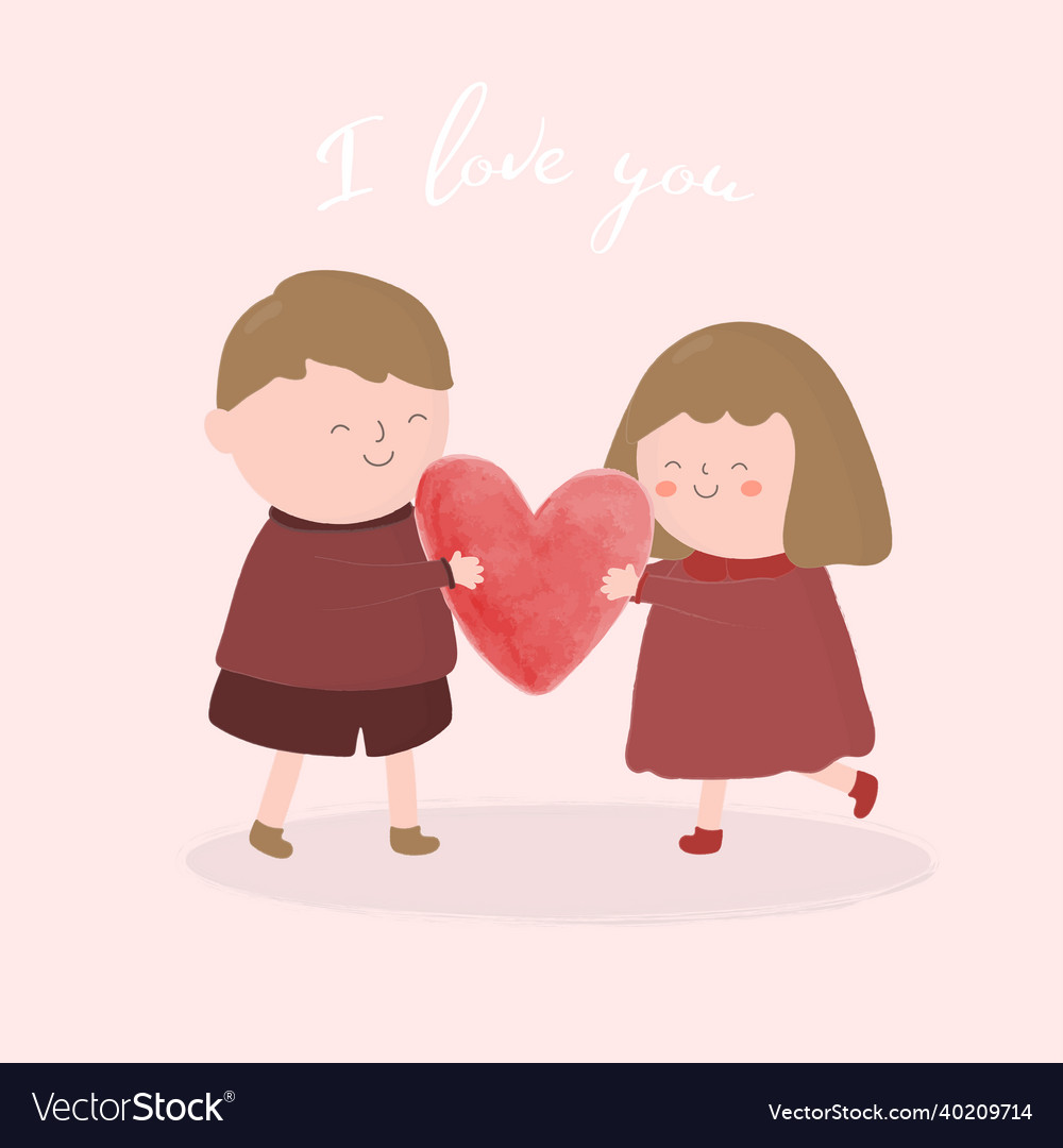 Big isolated cartoon cute romantic happy young Vector Image