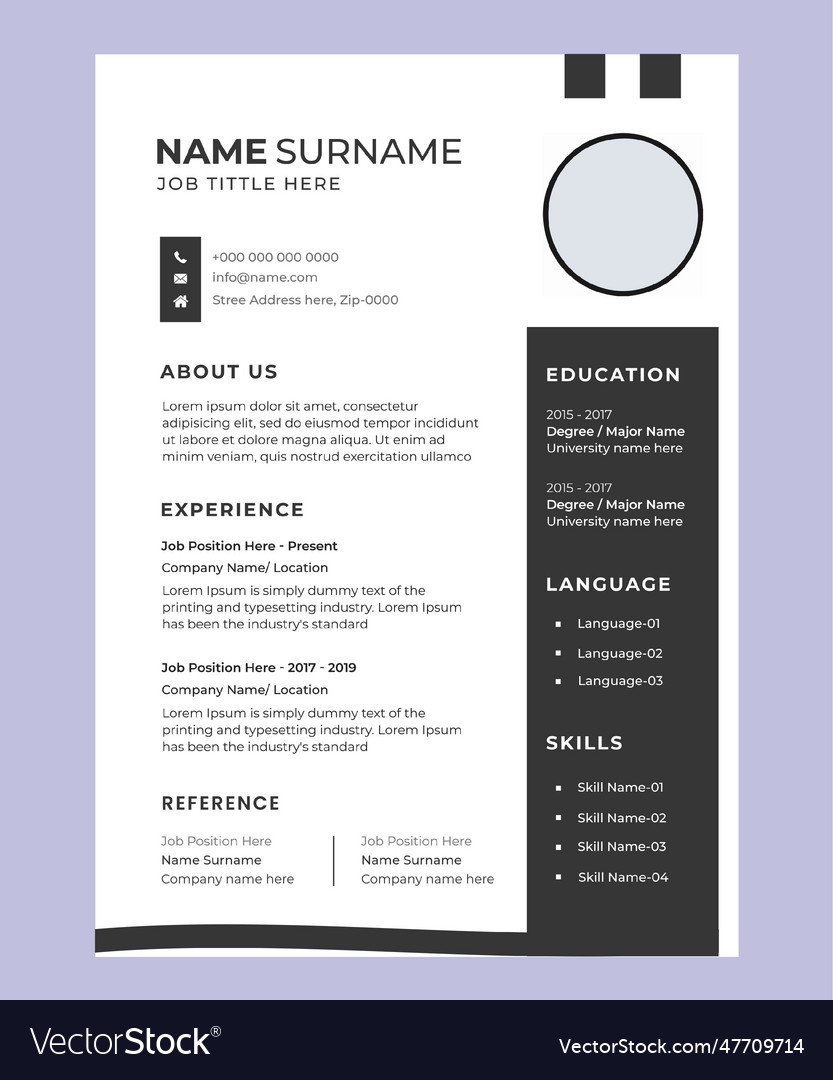 Black and white modern simple template for curricu