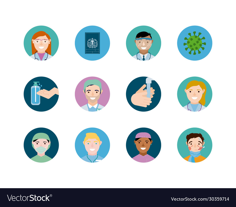 Bundle medical staff set icons