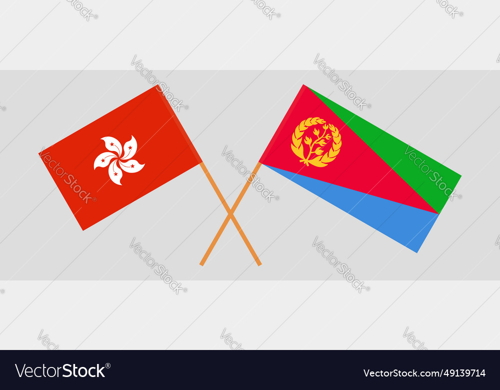 Crossed flags of hong kong and eritrea official vector image Crossed flags of hong kong and eritrea official