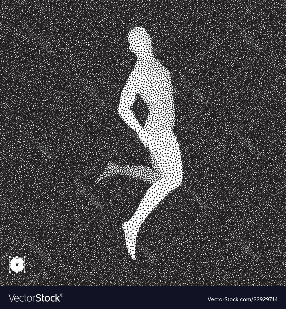 Dancer 3d model man black white grainy design Vector Image