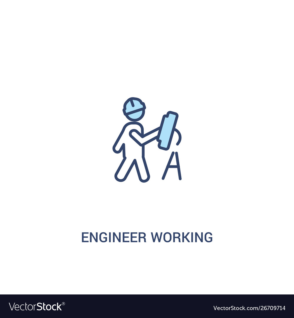 Engineer working concept 2 colored icon simple vector image Engineer working concept 2 colored icon simple