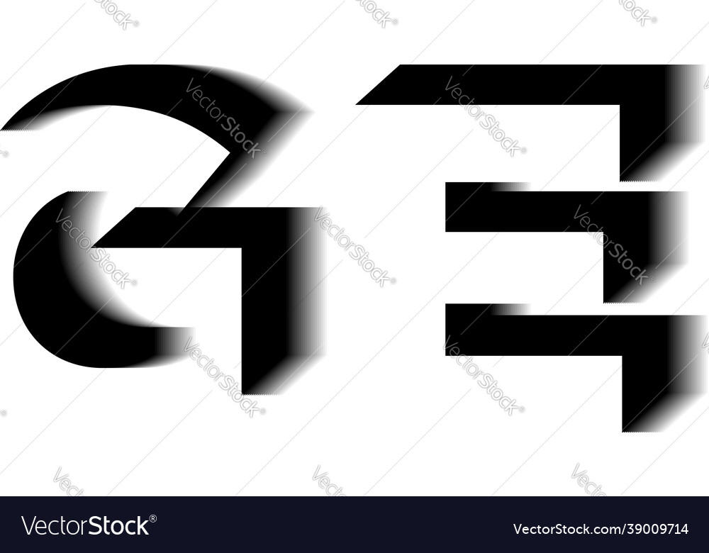 Ge monogram shadow shape style Vector Image Ge monogram shadow shape style