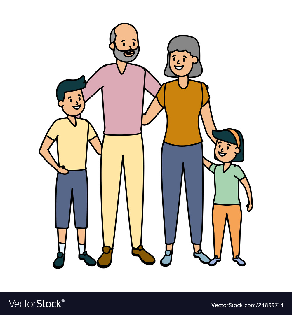 Grandparents and granddaughter Royalty Free Vector Image