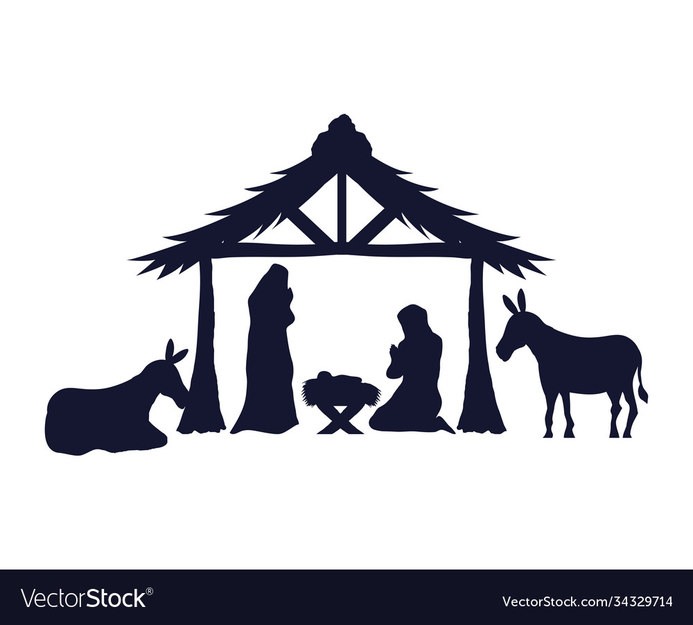 Merry christmas mary joseph and bajesus under Vector Image