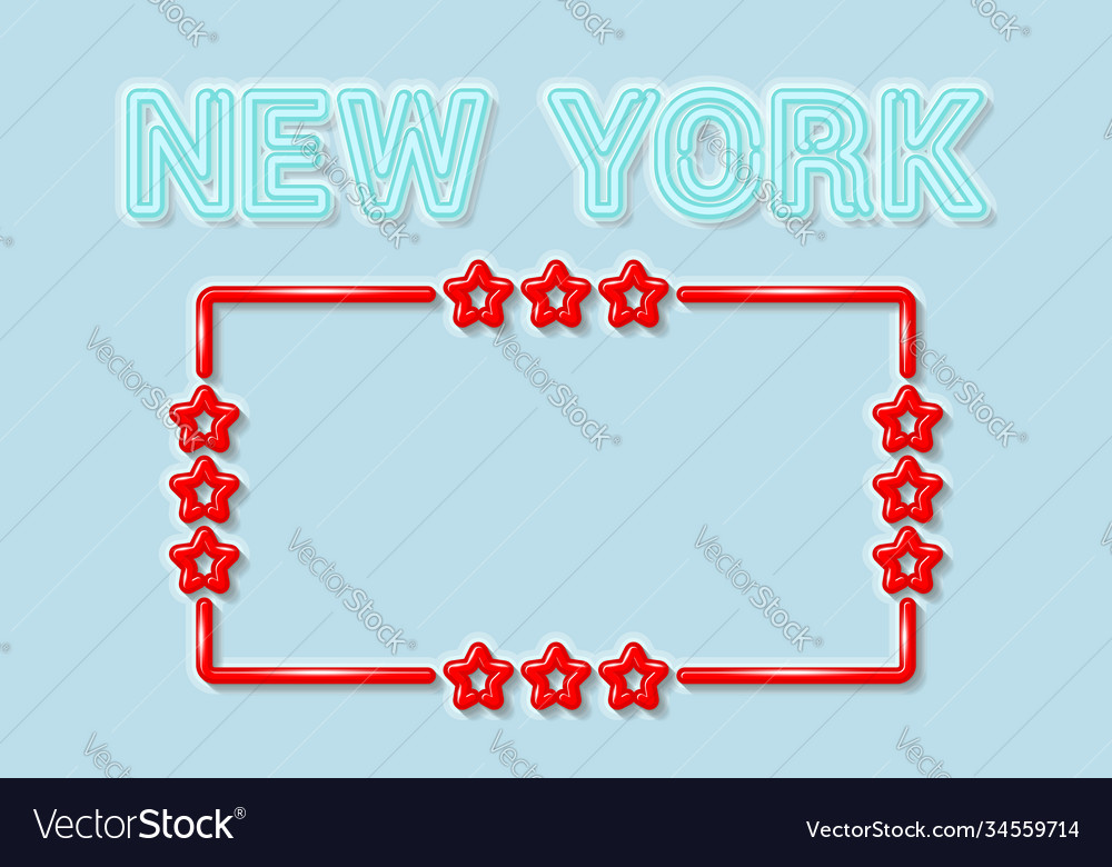 New york us state soft blue neon letters lights