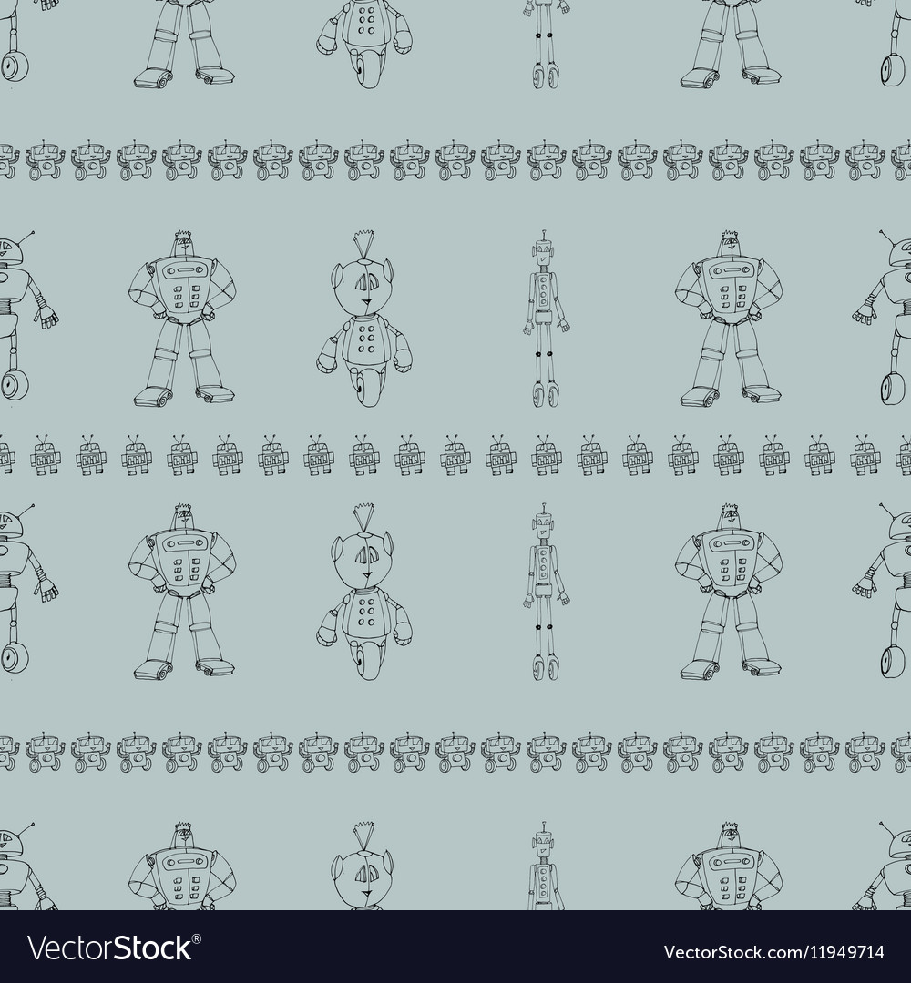 Robot doodles pattern
