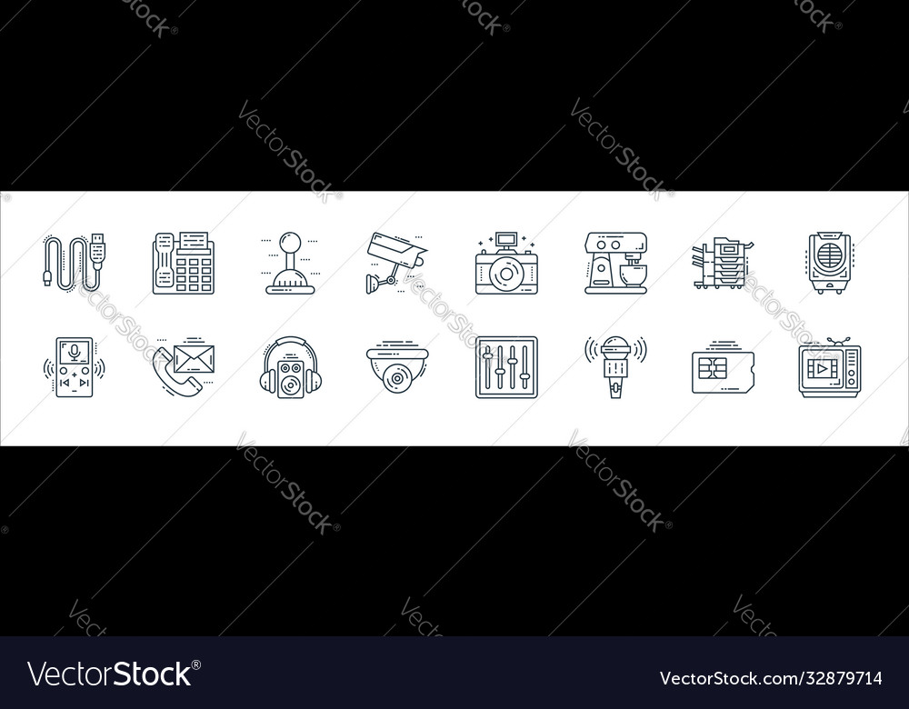 Technology devices line icons linear set quality Vector Image Technology devices line icons linear set quality