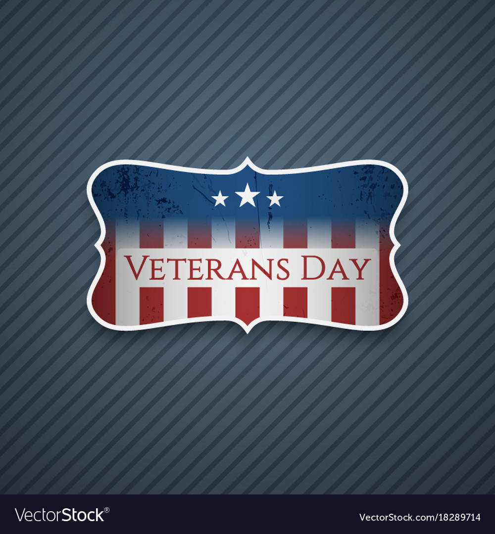 Veterans day text on realistic banner Royalty Free Vector