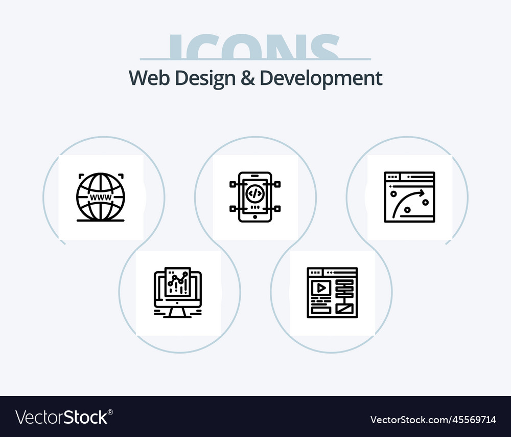 Web design and development line icon pack 5