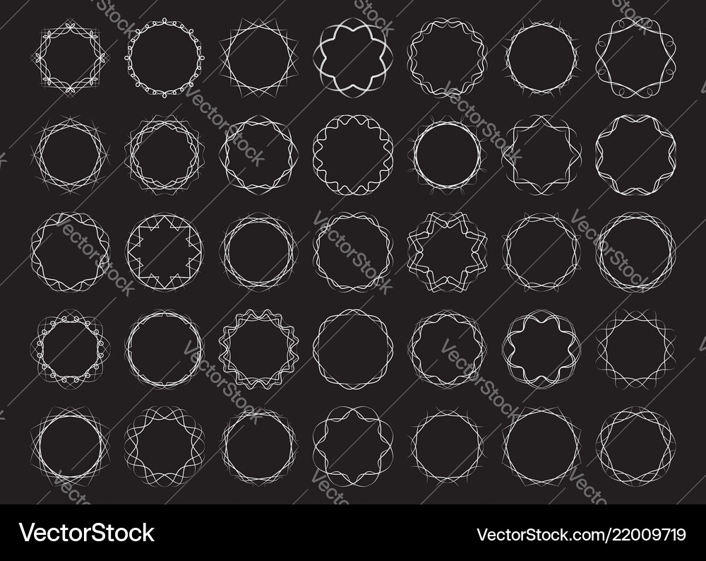 Abstract round frames set twisted design elements Vector Image