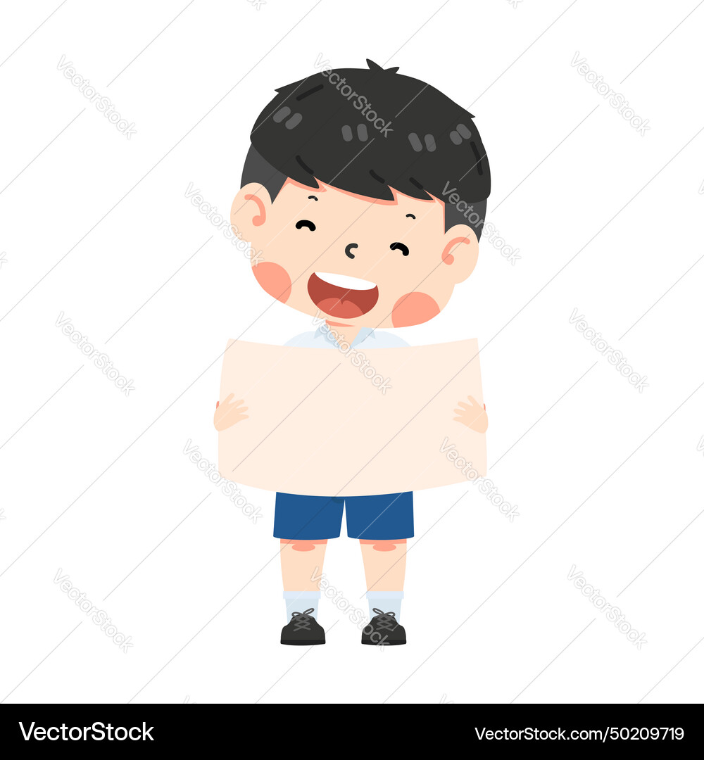 Boy with empty banner Royalty Free Vector Image