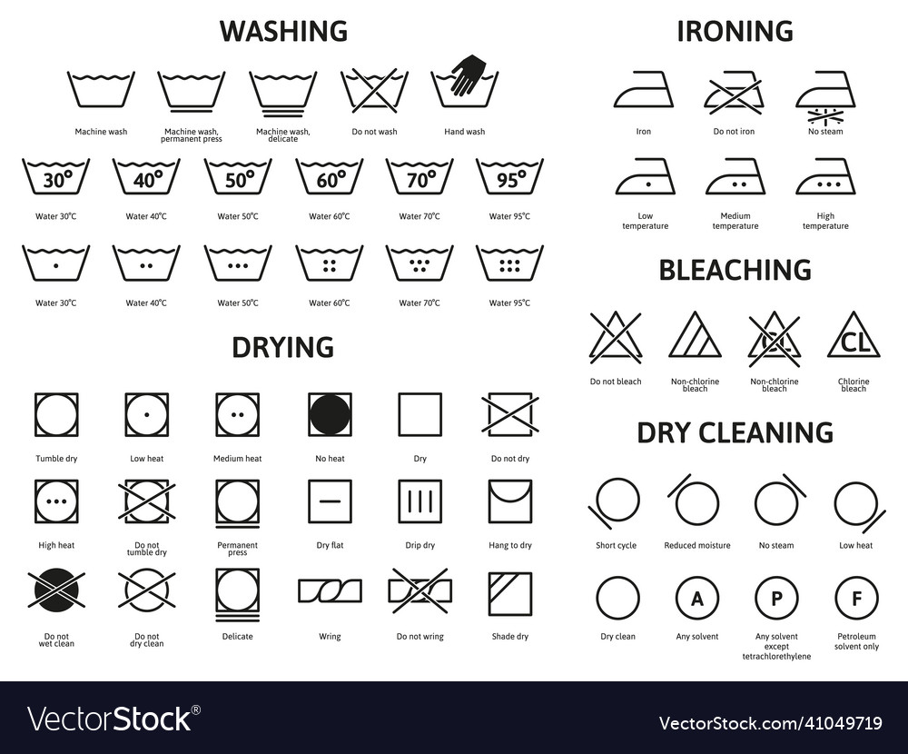 Clothes care laundry washing bleaching and drying Vector Image