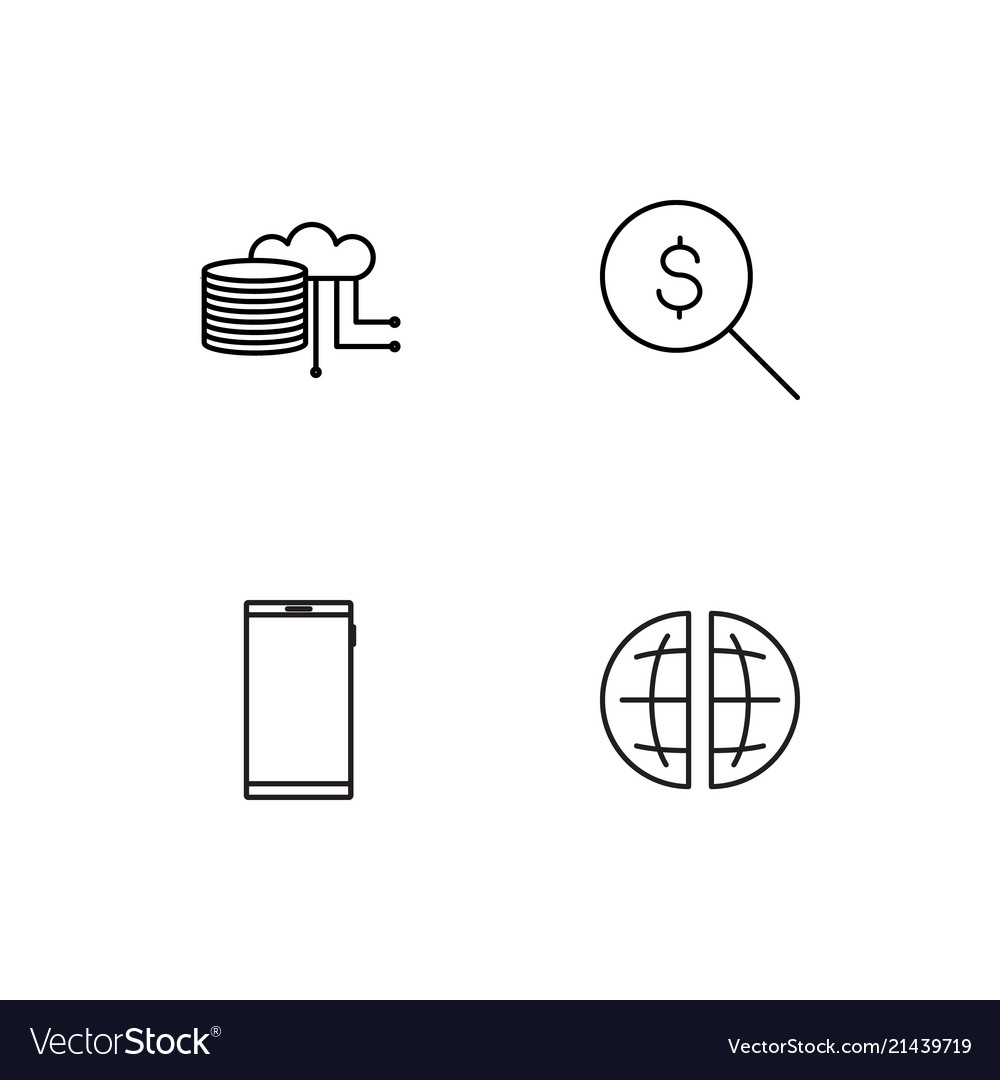 Data analytics linear icons set simple outline