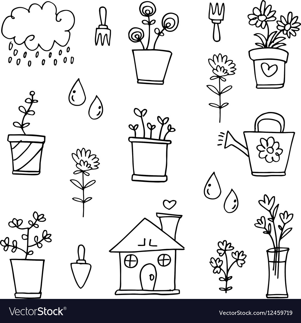 Doodle of spring object set