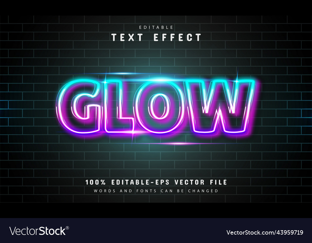 Glow Text Effect Royalty Free Vector Image Vectorstock 3481