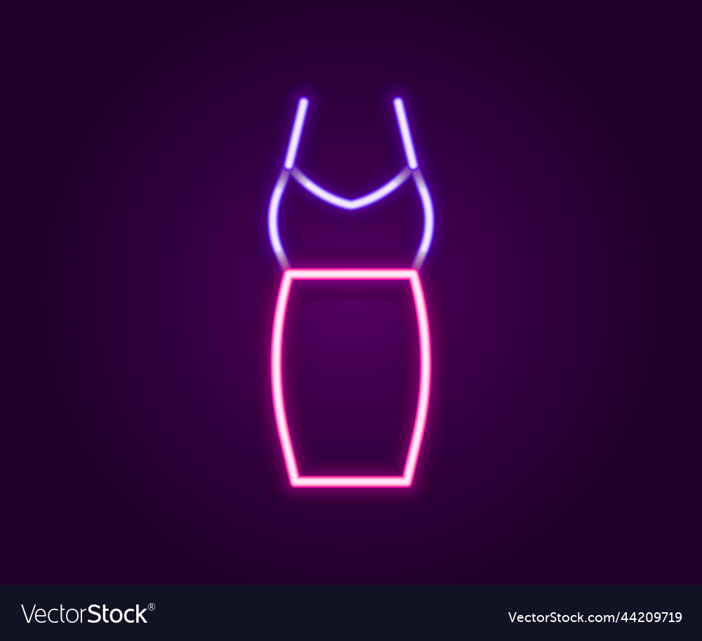 Glowing neon line woman dress icon isolated Vector Image