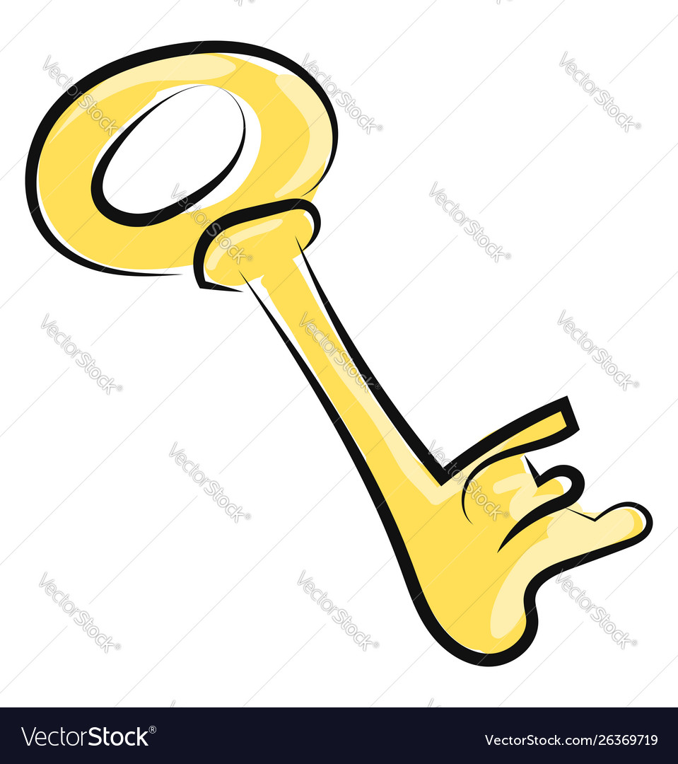 Golden key on white background