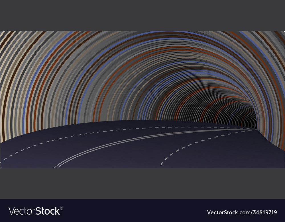 Highway tunnel bend stylized image road vector image Highway tunnel bend stylized image road