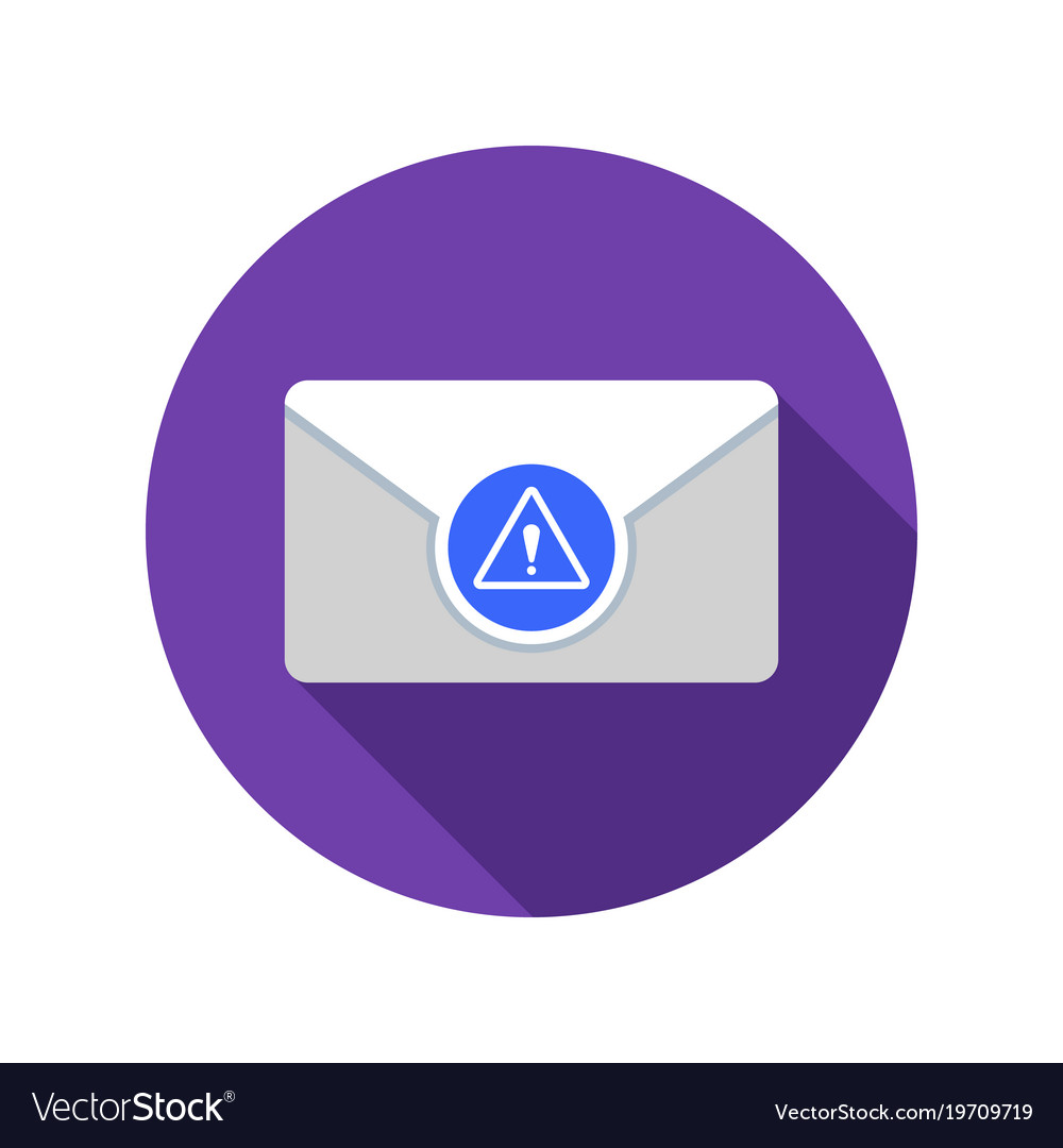 Mail warning icon email with long shadow