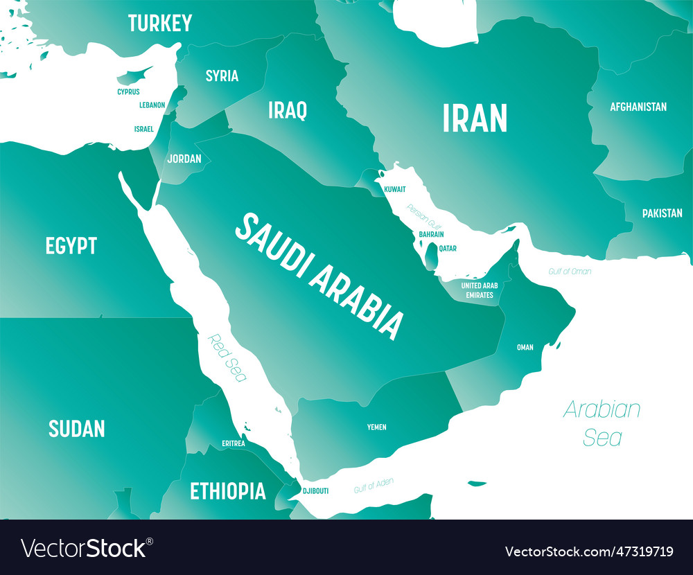 Middle east detailed political map with lables Vector Image