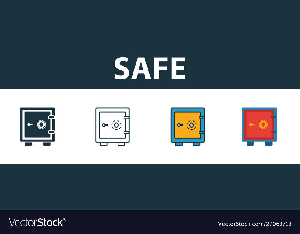 Safe icon set four elements in different styles vector image Safe icon set four elements in different styles