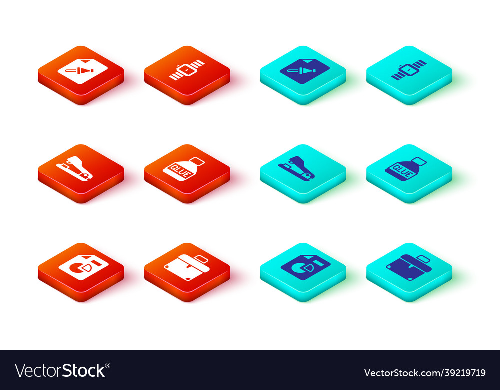 Set document with graph chart briefcase stapler vector image Set document with graph chart briefcase stapler