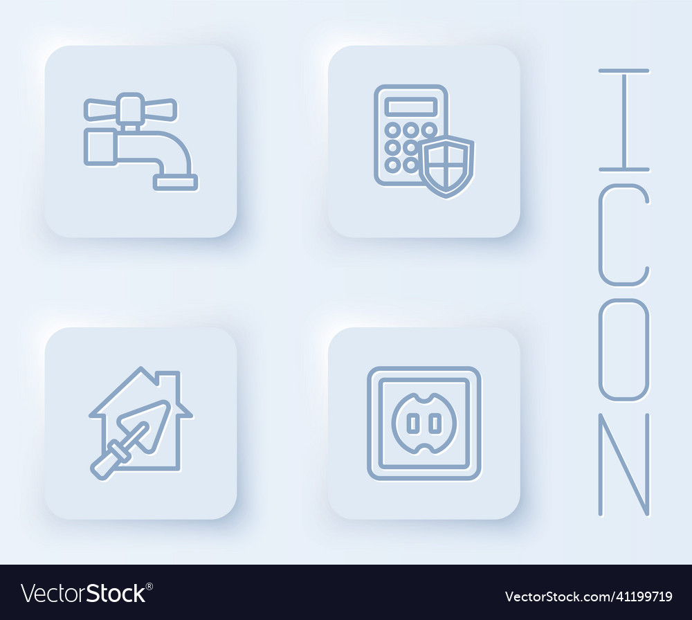 Set line water tap security keypad access panel vector image Set line water tap security keypad access panel