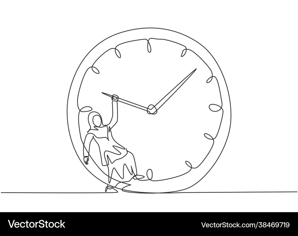 Single continuous line drawing young arab Vector Image