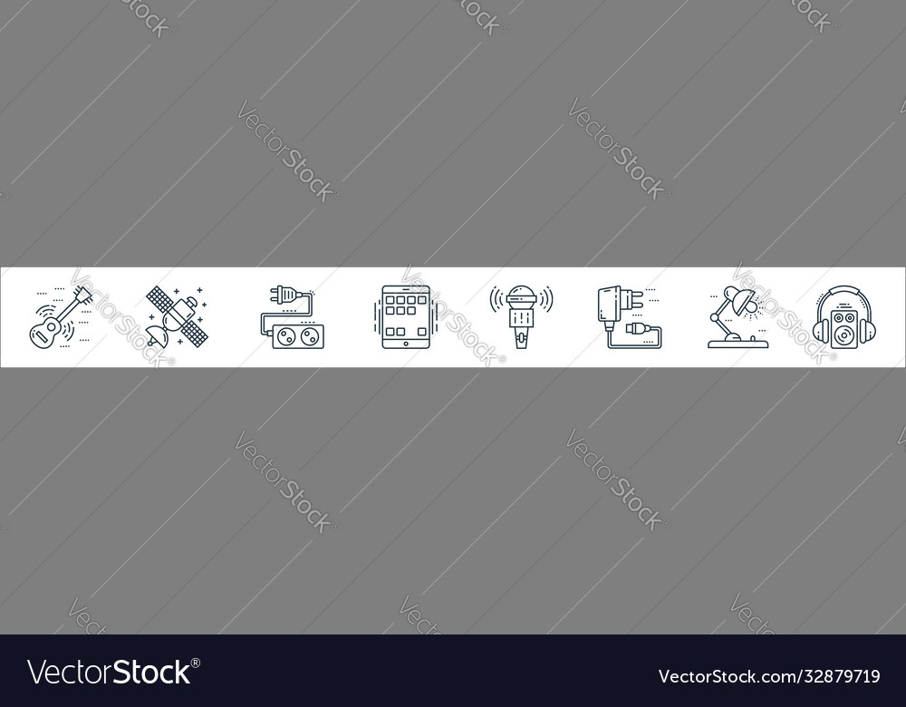 Technology devices line icons linear set quality vector image Technology devices line icons linear set quality