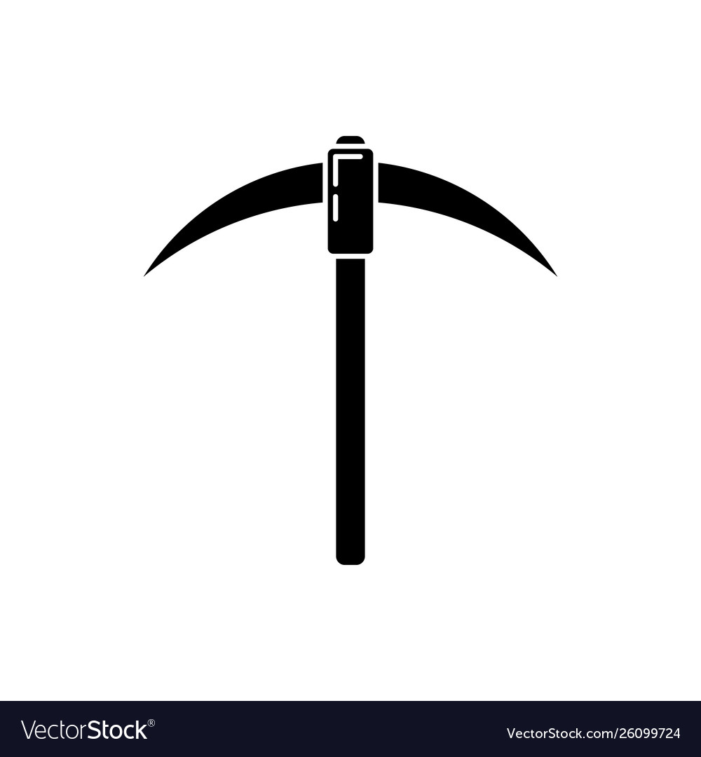 Black pickaxe icon isolated blockchain technology