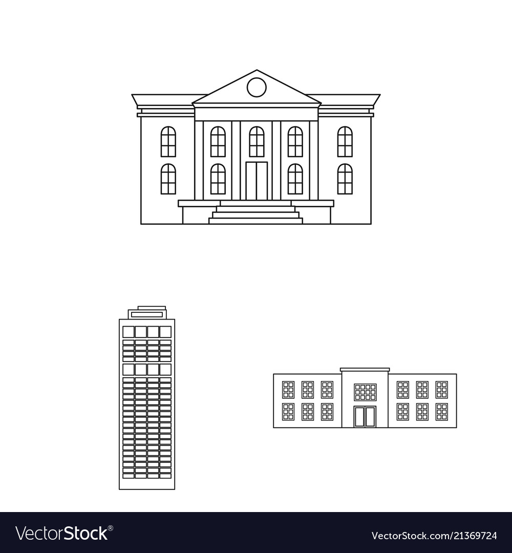 Building and architecture outline icons in set
