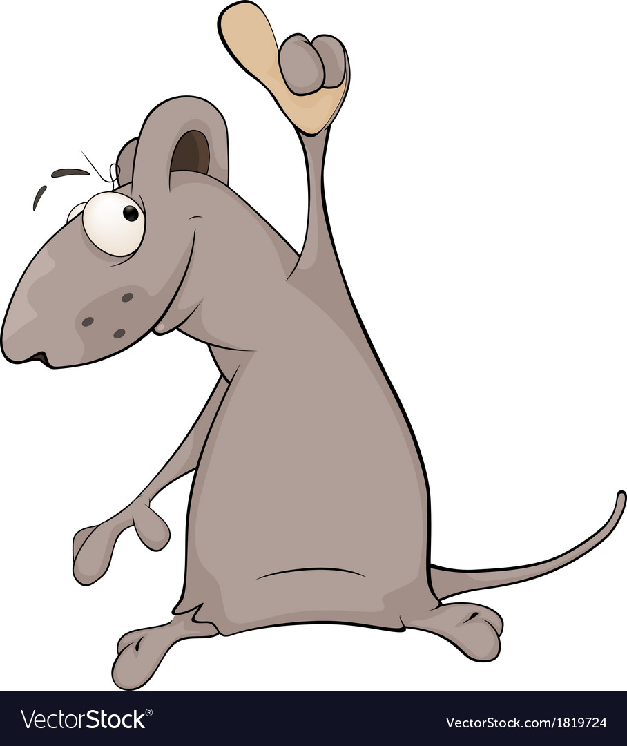 Cartoon Mouse with Raised Paw