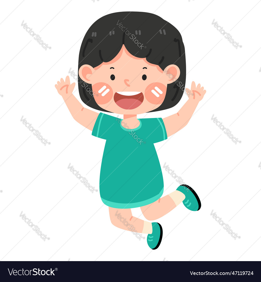 Cute girl happy jumping high in air Royalty Free Vector