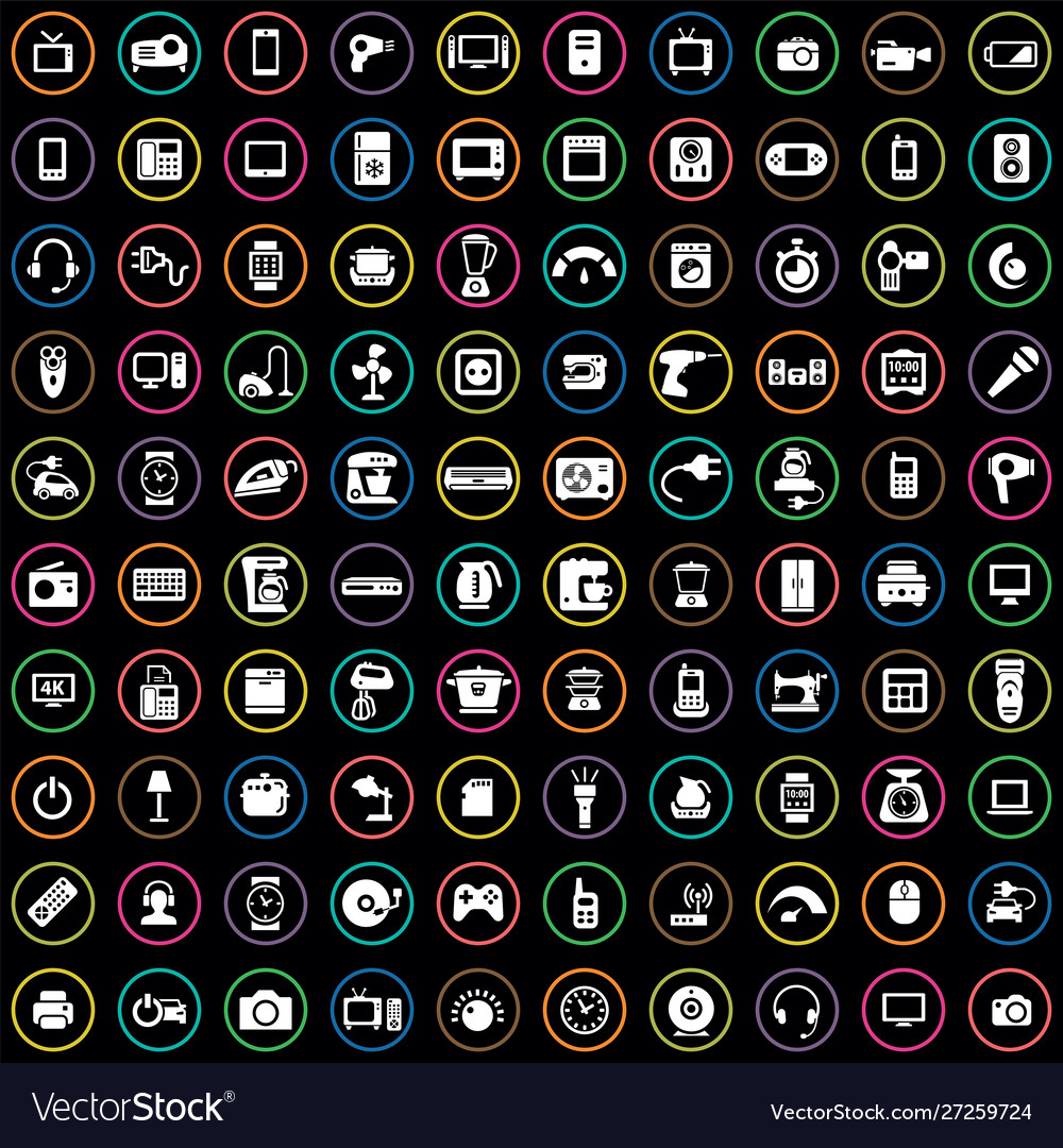 Electronics 100 icons universal set for web and ui