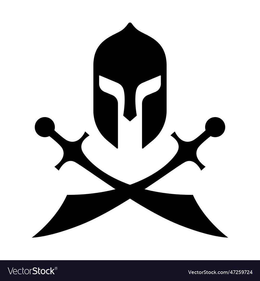 Gladiator spartan helmet with swords logo Vector Image