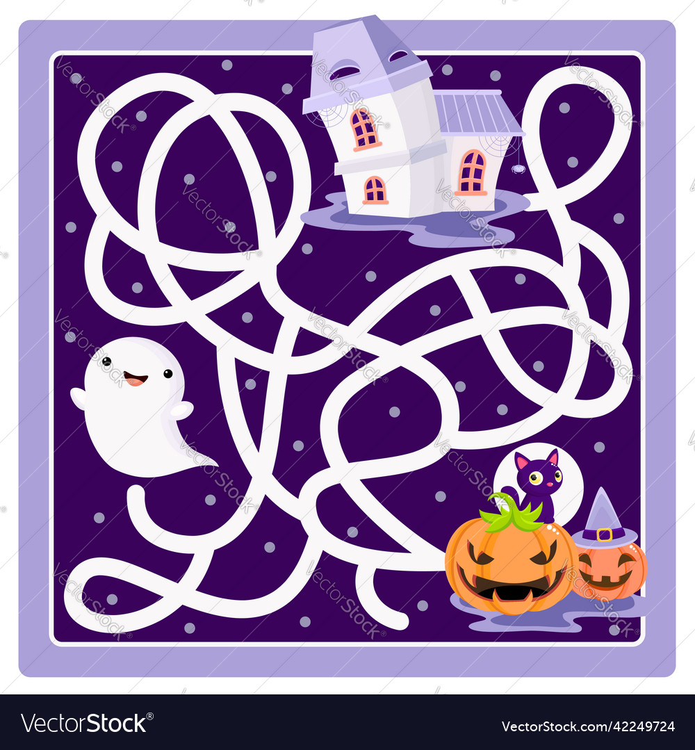 Help the little ghost find way to haunted vector image Help the little ghost find way to haunted