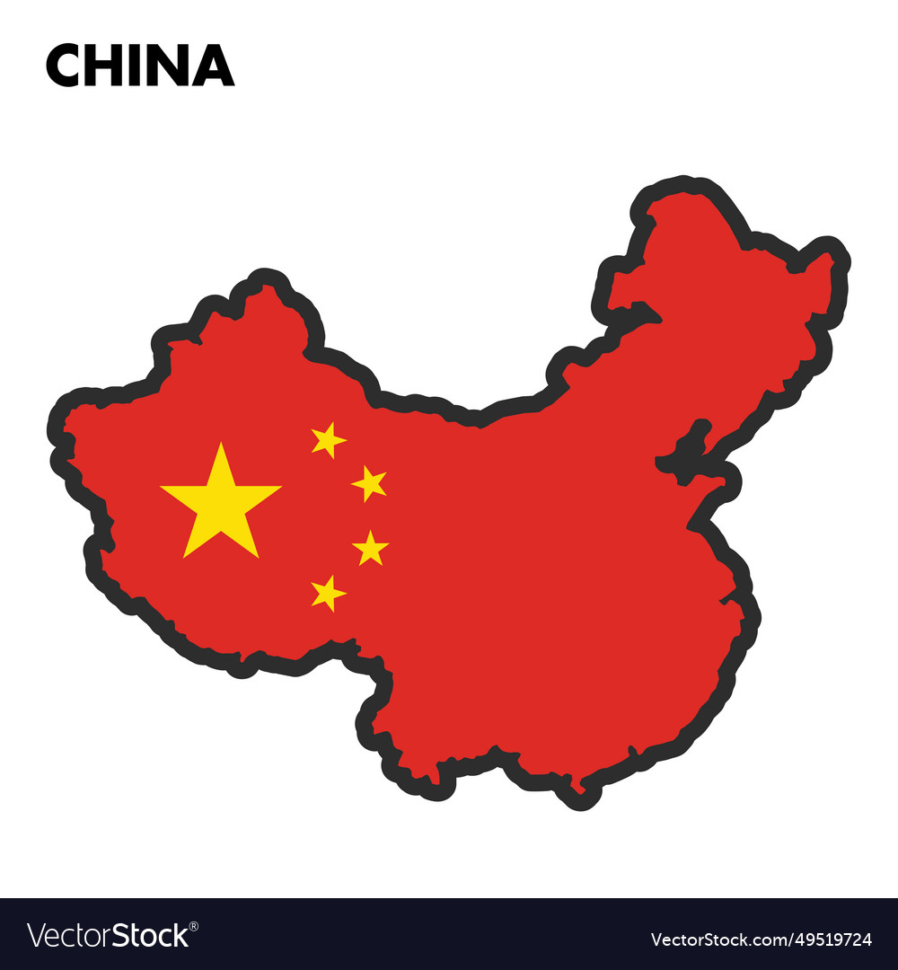 Isolated map of china with its flag Royalty Free Vector