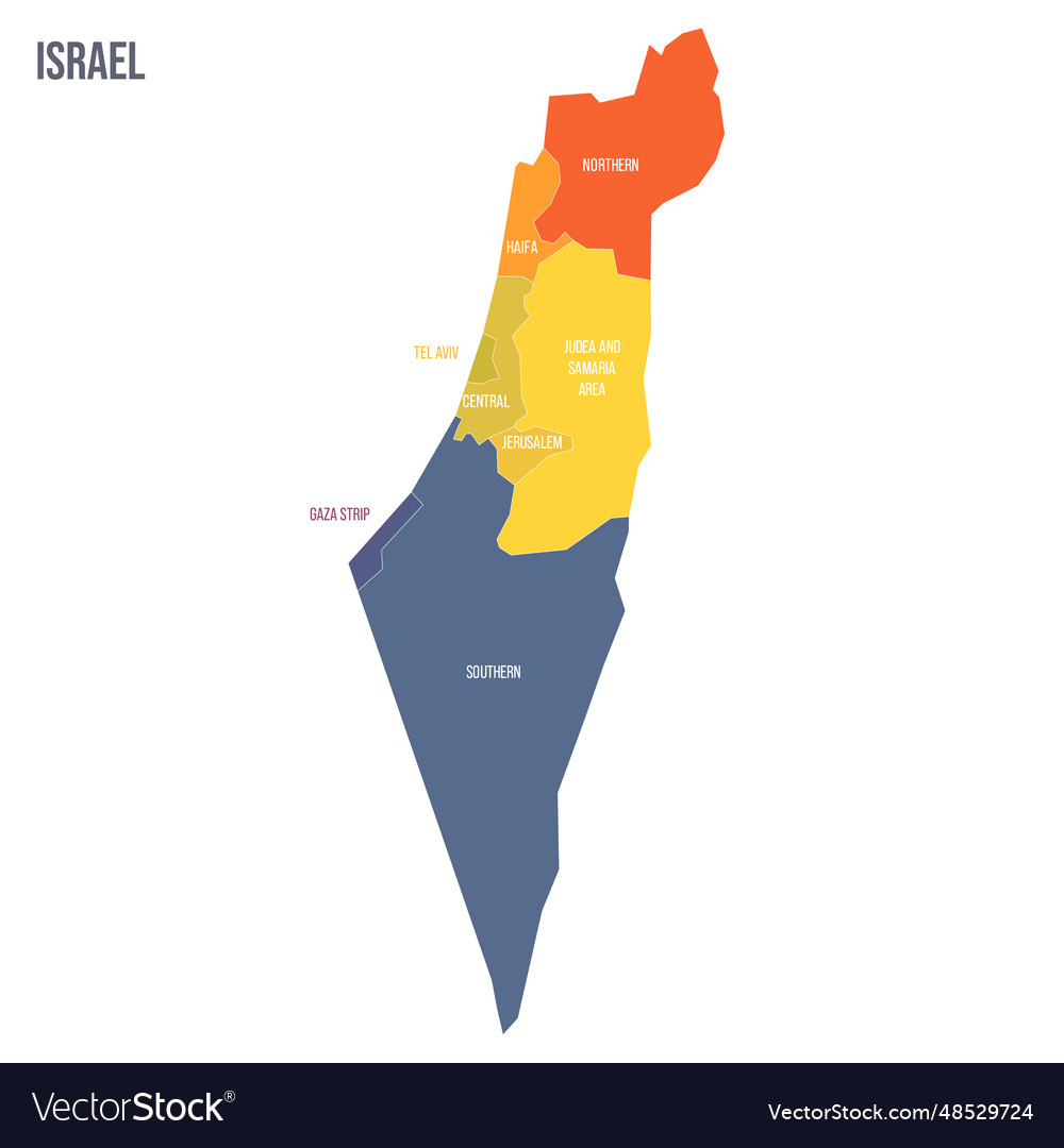 Israel political map of administrative divisions Vector Image