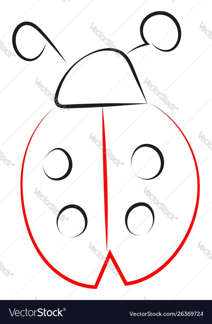 Ladybug drawing on white background Royalty Free Vector