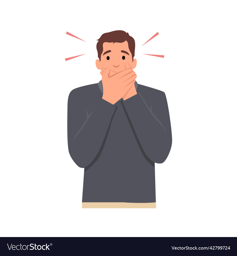 Man character keep a secret be quiet concept Vector Image